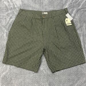 Vintage Bugle Boy Shorts Men's 38 Linen Dad Y2K Baggy Loose Plaid Golf Deadstock
